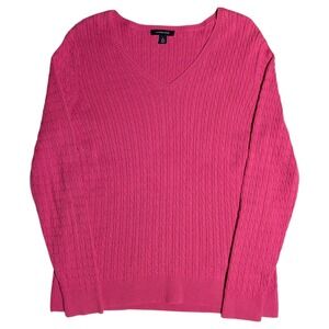 Lands' End Cable Knit Sweater Womens Size L Light Academia Collegiate Preppy